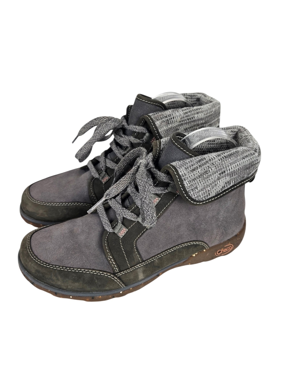 Chaco Barbary Hiking Boots Waterproof Leather Knit Cuff Gray 9
